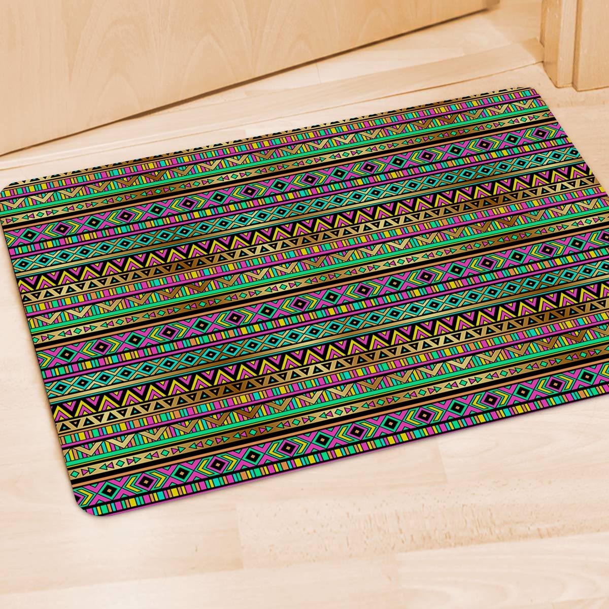 Neon Multicolor Ethic Aztec Aztec Grunge Geometric Print Door Mat-grizzshop