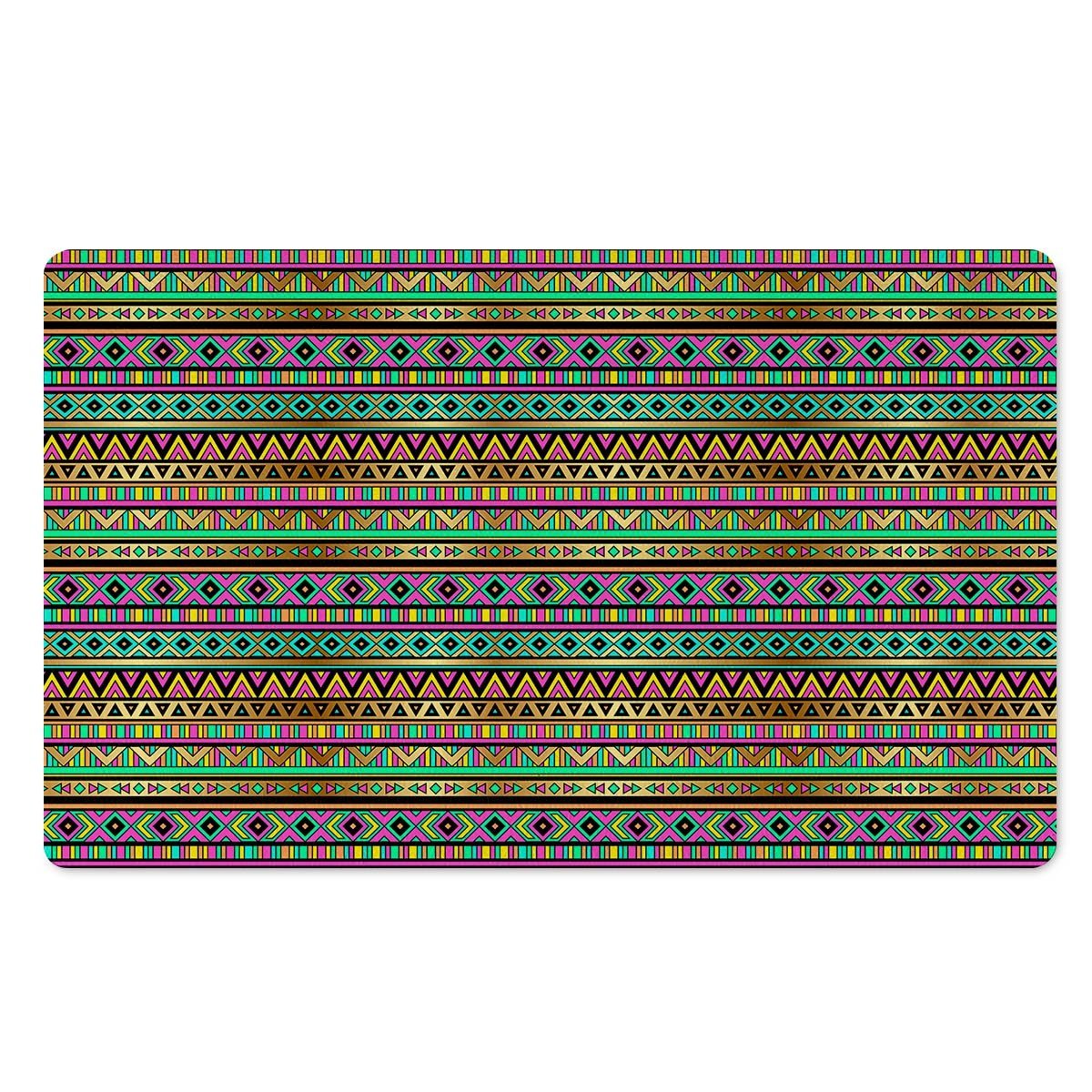 Neon Multicolor Ethic Aztec Aztec Grunge Geometric Print Door Mat-grizzshop