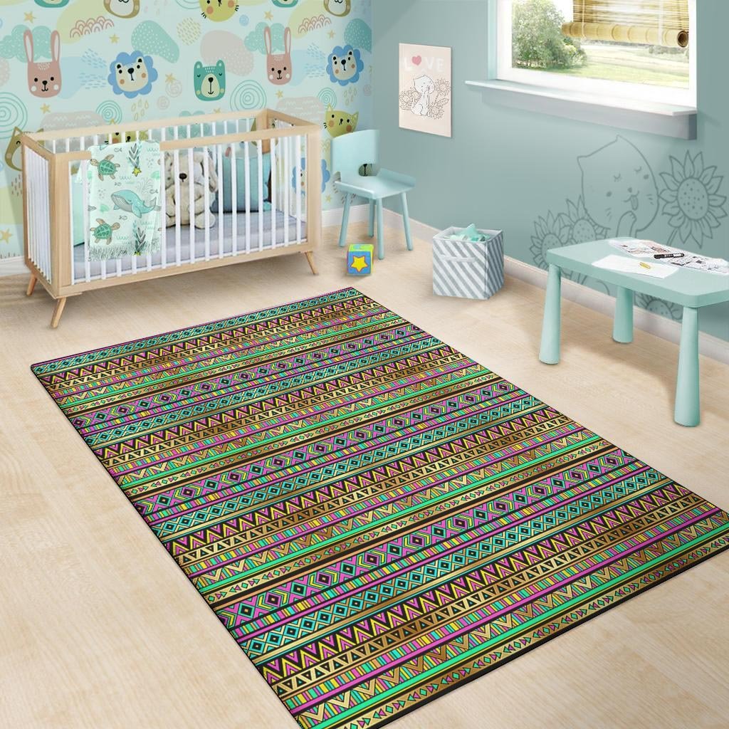 Neon Multicolor Ethic Aztec Aztec Grunge Geometric Print Floor Mat-grizzshop