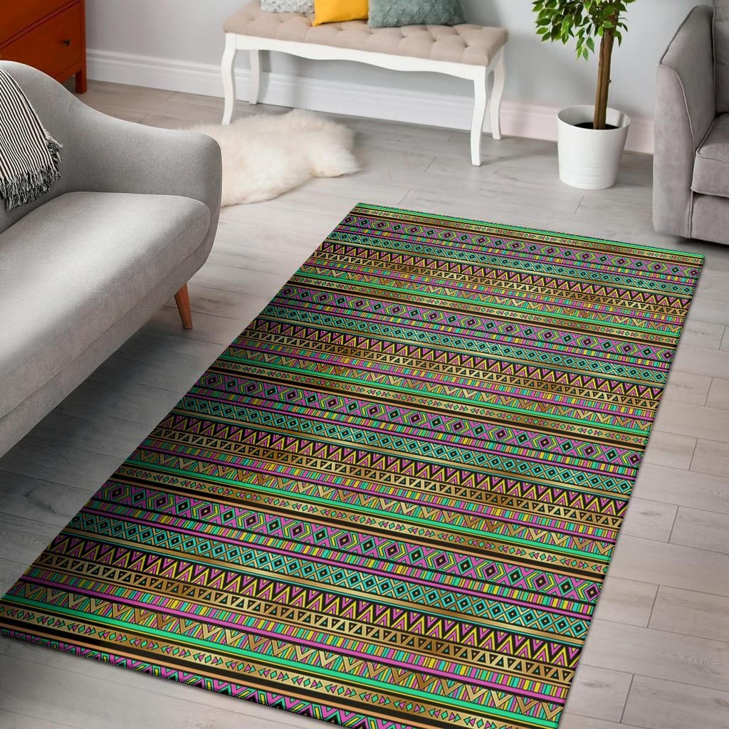Neon Multicolor Ethic Aztec Aztec Grunge Geometric Print Floor Mat-grizzshop
