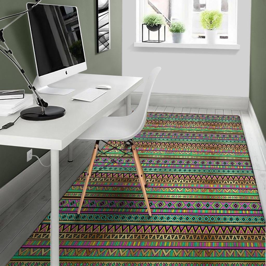 Neon Multicolor Ethic Aztec Aztec Grunge Geometric Print Floor Mat-grizzshop