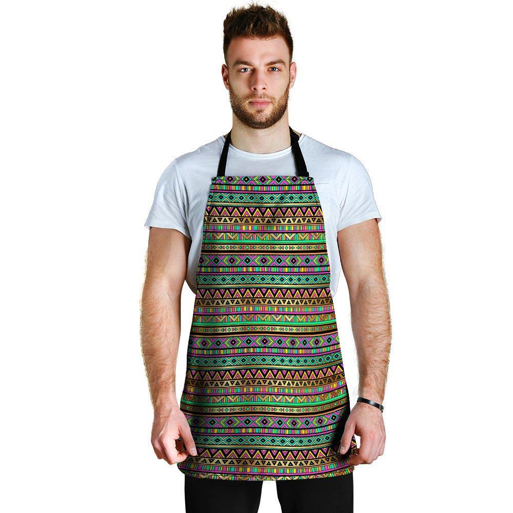 Neon Multicolor Ethic Aztec Aztec Grunge Geometric Print Men's Apron-grizzshop