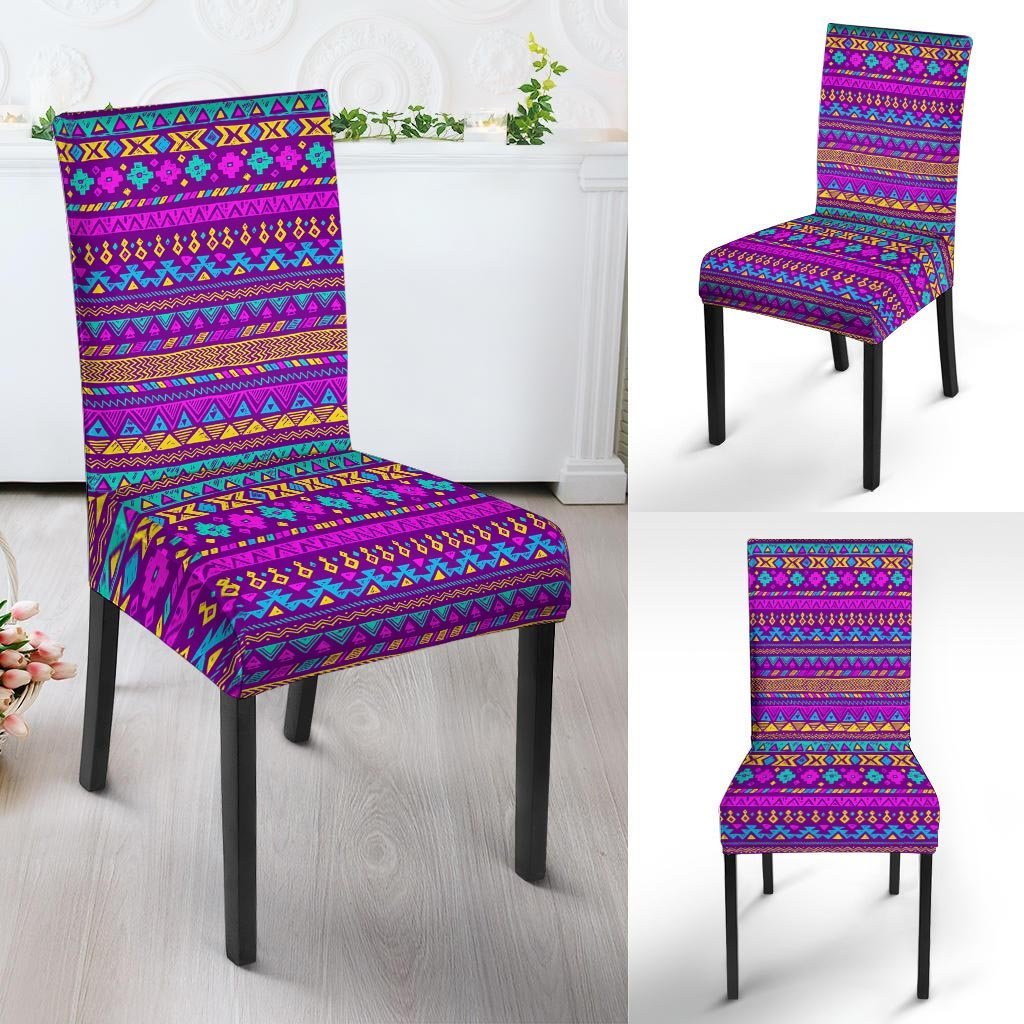 Neon Multicolor Ethic Aztec Doodle Print Chair Cover-grizzshop
