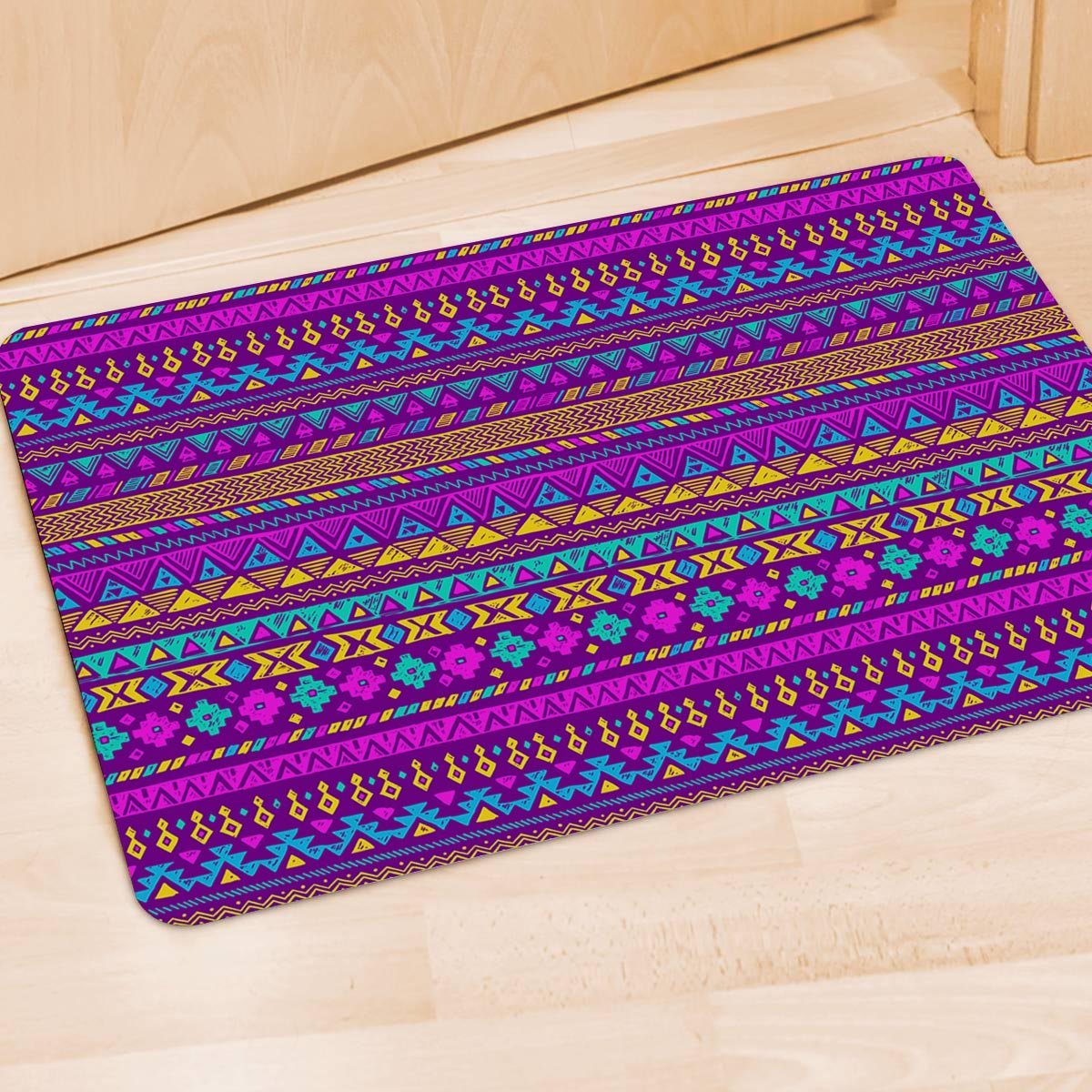 Neon Multicolor Ethic Aztec Doodle Print Door Mat-grizzshop
