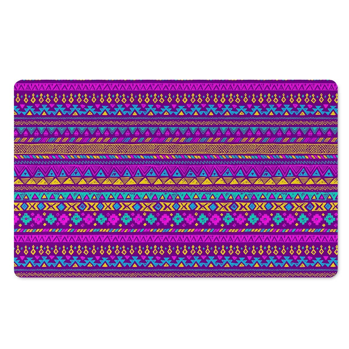 Neon Multicolor Ethic Aztec Doodle Print Door Mat-grizzshop