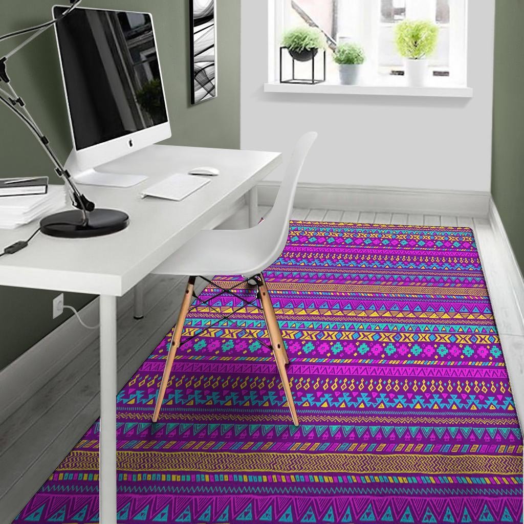 Neon Multicolor Ethic Aztec Doodle Print Floor Mat-grizzshop