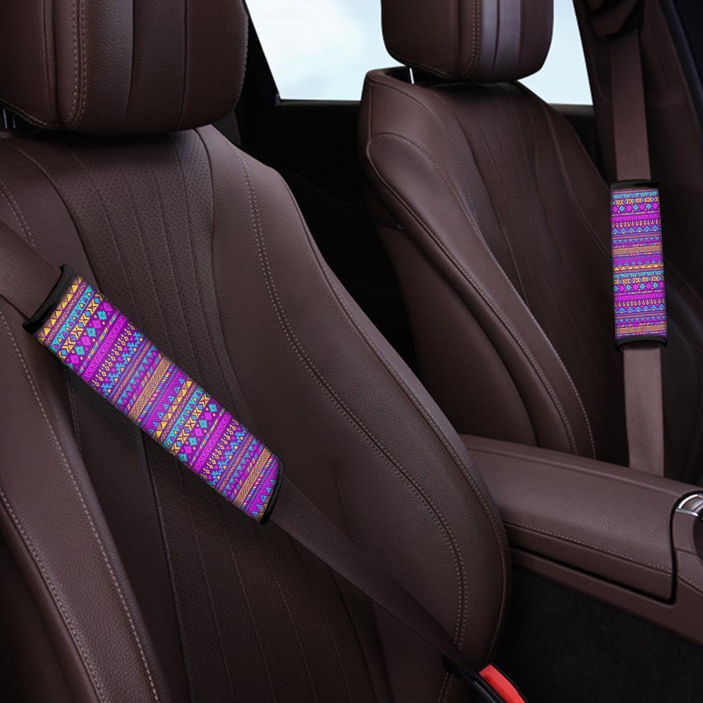Neon Multicolor Ethic Aztec Doodle Print Seat Belt Cover-grizzshop