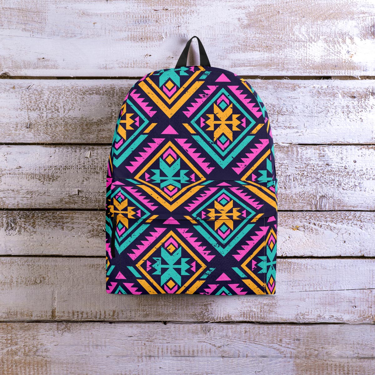 Neon Multicolor Ethic Aztec Grunge Print Backpack-grizzshop