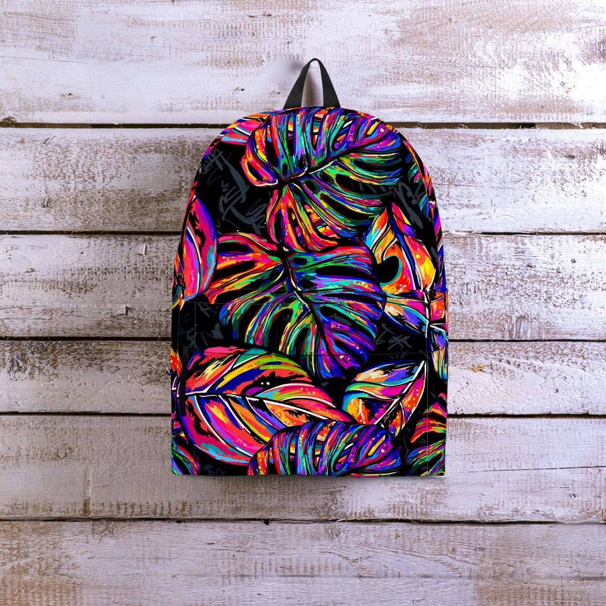 Neon Multicolor Palm Leaf Print Backpack-grizzshop
