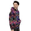 Load image into Gallery viewer, Neon Multicolor Palm Leaf Print Men&#39;s Hoodie-grizzshop
