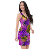 Neon Palm Leaf Edm Print Bodycon Dress-grizzshop