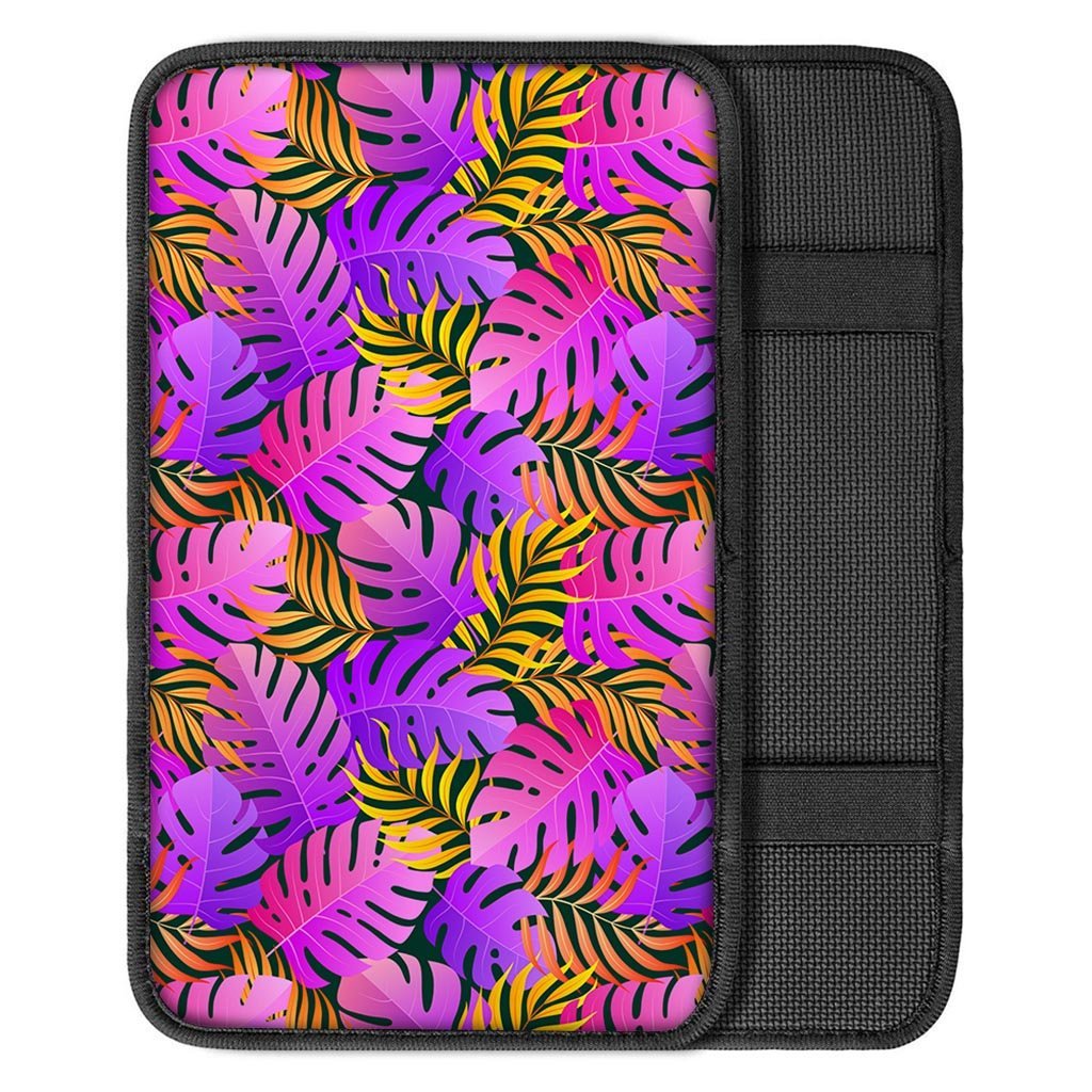 Neon Palm Leaf Edm Print Car Console Cover-grizzshop