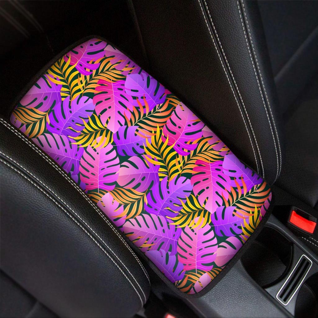 Neon Palm Leaf Edm Print Car Console Cover-grizzshop