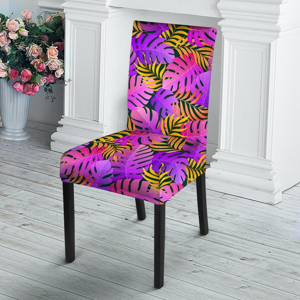 Neon Palm Leaf Edm Print Chair Cover-grizzshop