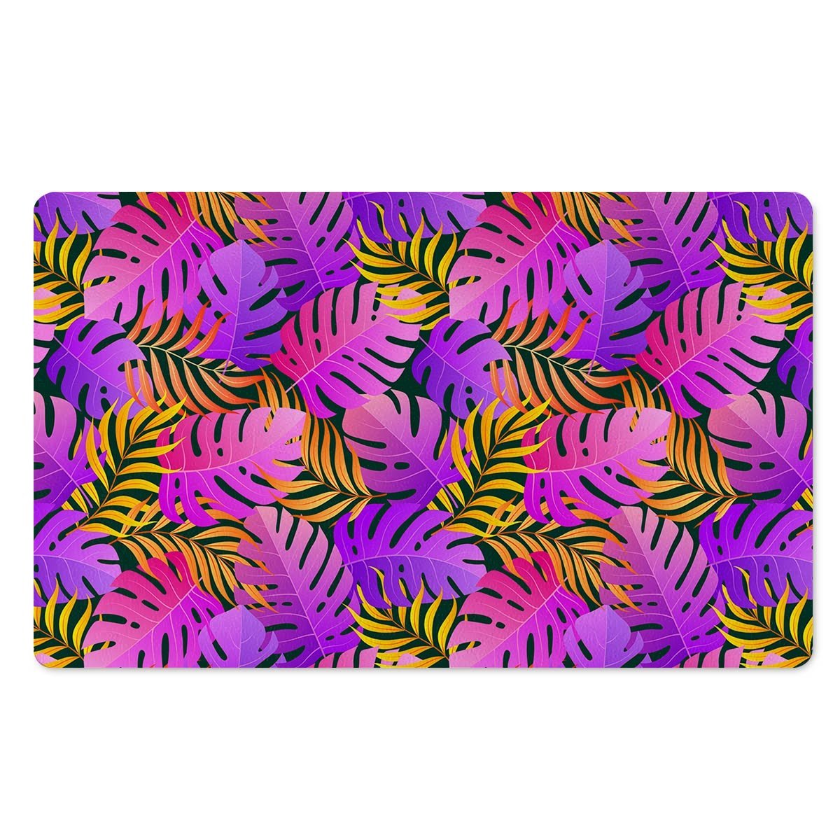 Neon Palm Leaf Edm Print Door Mat-grizzshop