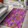 Neon Palm Leaf Edm Print Floor Mat-grizzshop