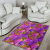 Neon Palm Leaf Edm Print Floor Mat-grizzshop