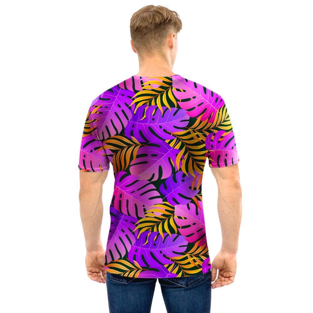 Neon Palm Leaf Edm Print Men T Shirt-grizzshop