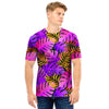 Neon Palm Leaf Edm Print Men T Shirt-grizzshop