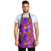 Neon Palm Leaf Edm Print Men's Apron-grizzshop