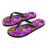 Neon Palm Leaf Edm Print Men's Flip Flops-grizzshop