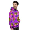 Neon Palm Leaf Edm Print Men's Hoodie-grizzshop