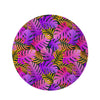 Neon Palm Leaf Edm Print Round Rug-grizzshop