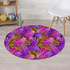 Neon Palm Leaf Edm Print Round Rug-grizzshop