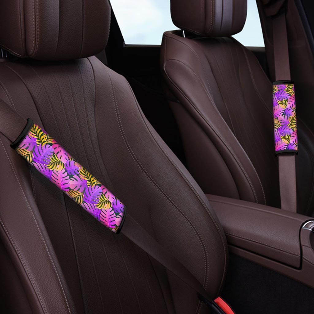 Neon Palm Leaf Edm Print Seat Belt Cover-grizzshop