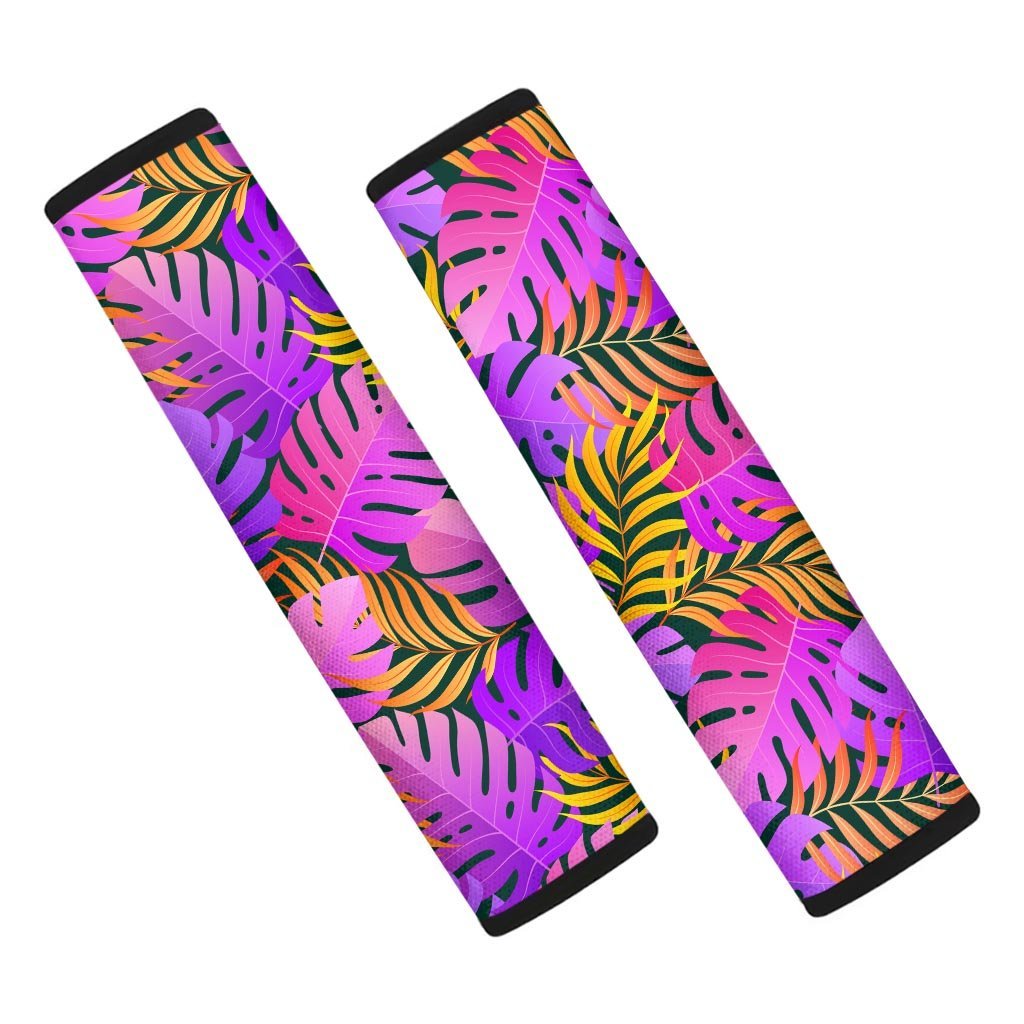 Neon Palm Leaf Edm Print Seat Belt Cover-grizzshop