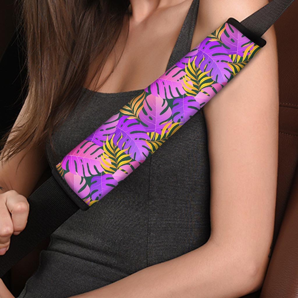 Neon Palm Leaf Edm Print Seat Belt Cover-grizzshop