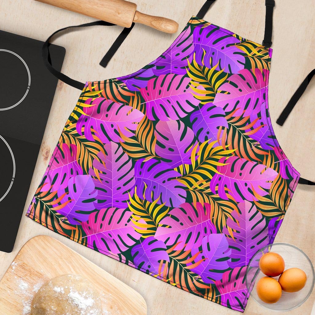 Neon Palm Leaf Edm Print Women's Apron-grizzshop