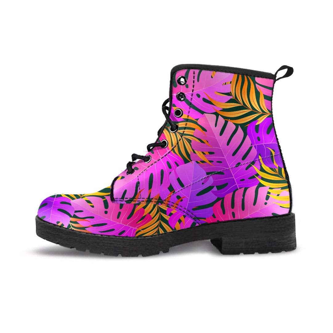 Neon Palm Leaf Edm Print Women's Boots-grizzshop