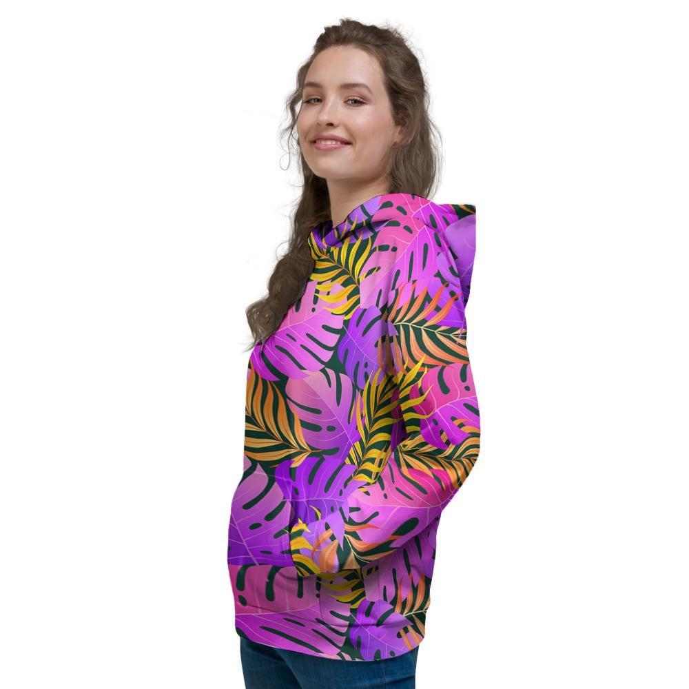 Neon Palm Leaf Edm Print Women's Hoodie-grizzshop