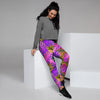 Neon Palm Leaf Edm Print Women's Joggers-grizzshop