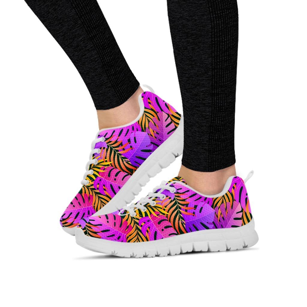 Neon Palm Leaf Edm Print Women's Sneakers-grizzshop