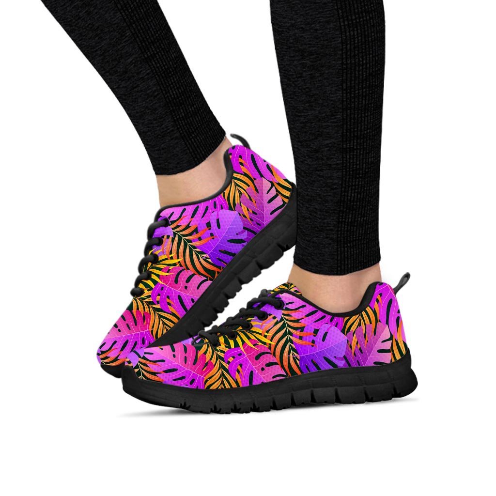 Neon Palm Leaf Edm Print Women's Sneakers-grizzshop