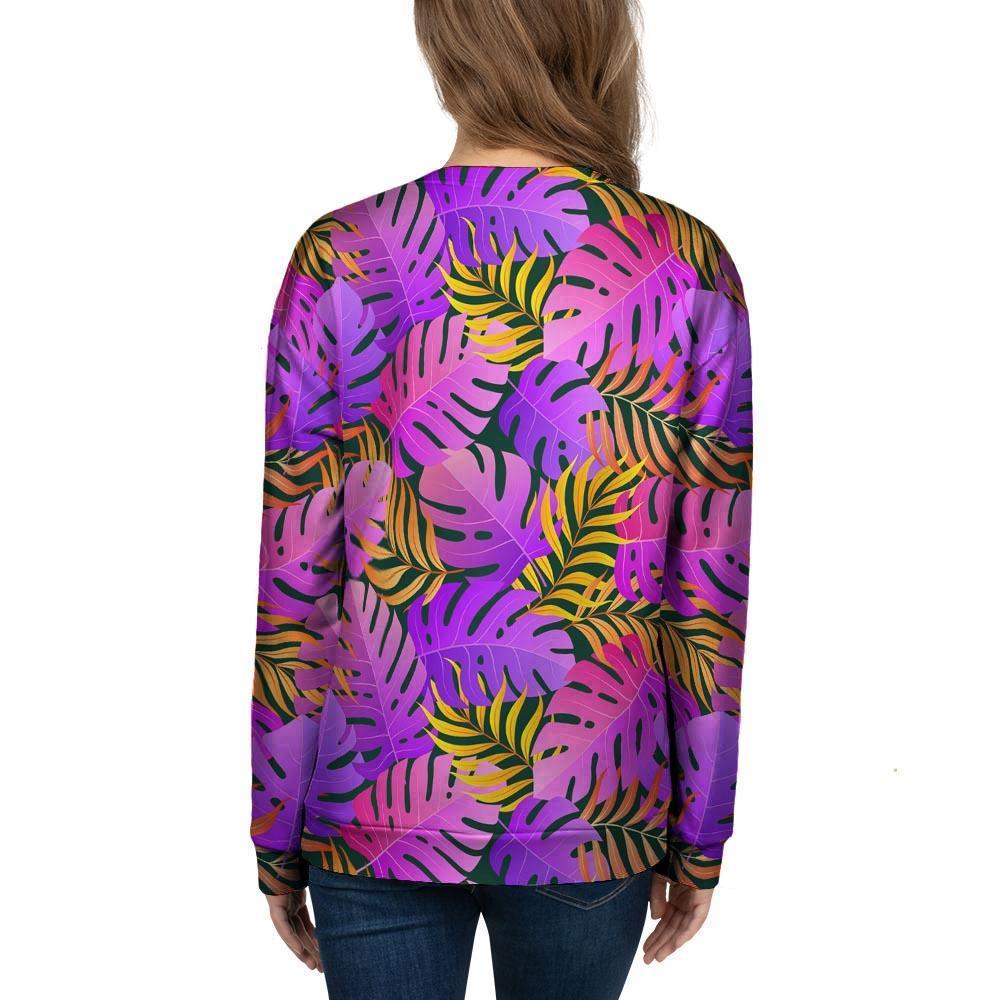 Neon Palm Leaf Edm Print Women's Sweatshirt-grizzshop