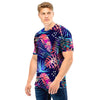 Neon Palm Leaf Hawaiian Print Men T Shirt-grizzshop