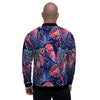 Neon Palm Leaf Hawaiian Print Men's Bomber Jacket-grizzshop