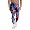 Neon Palm Leaf Hawaiian Print Men's Leggings-grizzshop