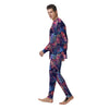 Neon Palm Leaf Hawaiian Print Men's Pajamas-grizzshop