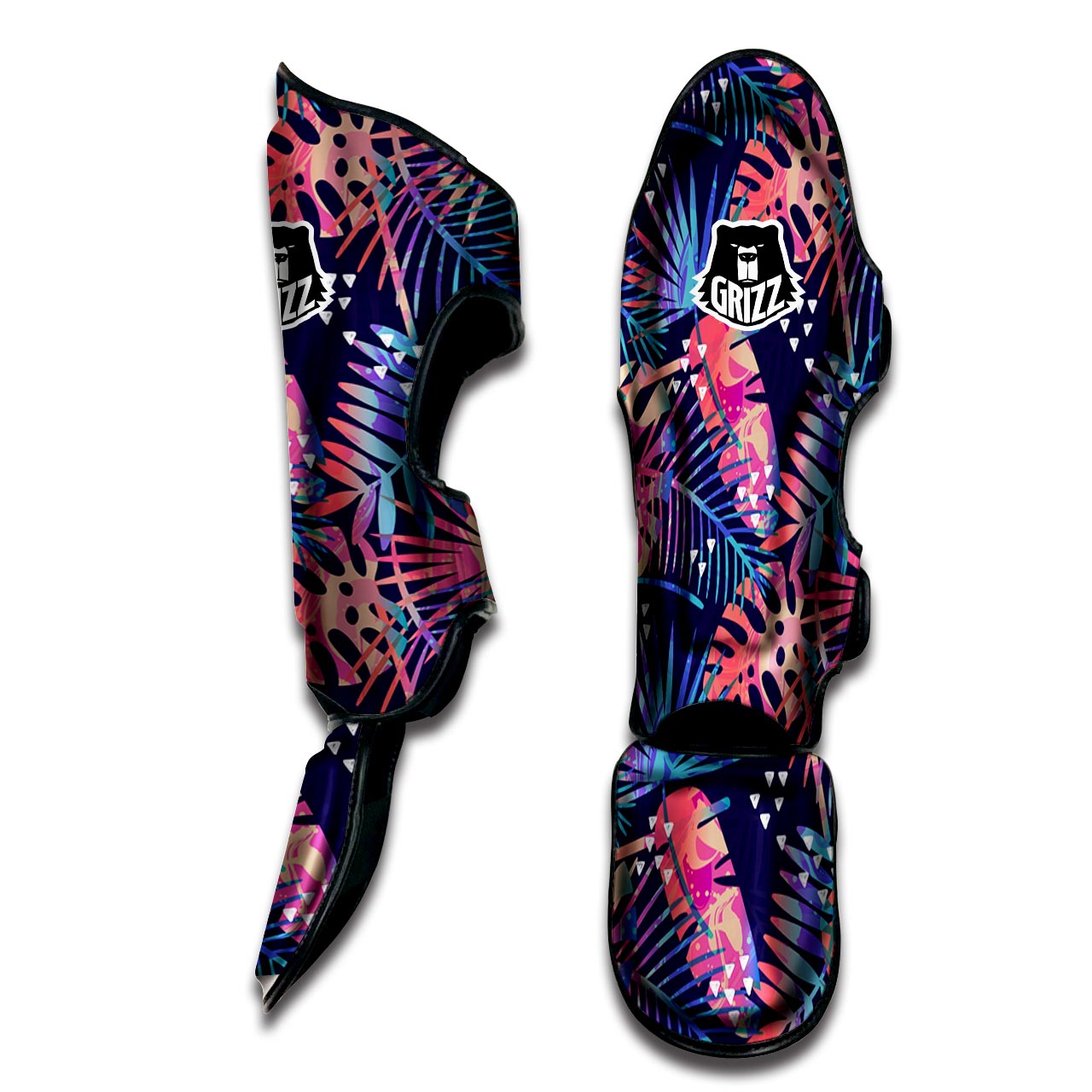 Neon Palm Leaf Hawaiian Print Muay Thai Shin Guard-grizzshop