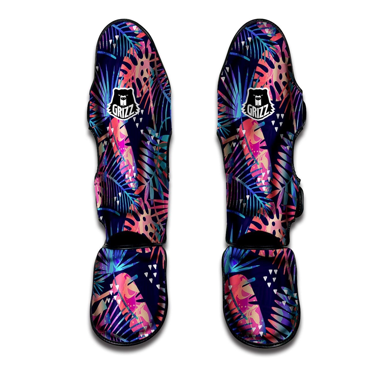 Neon Palm Leaf Hawaiian Print Muay Thai Shin Guard-grizzshop