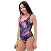 Neon Palm Leaf Hawaiian Print One Piece Swimsuite-grizzshop