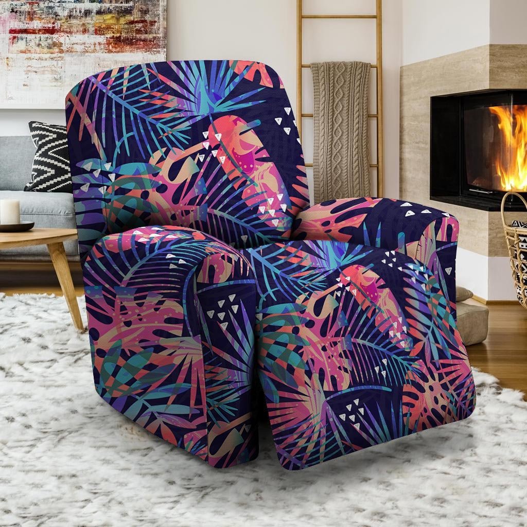 Neon Palm Leaf Hawaiian Print Recliner Cover-grizzshop