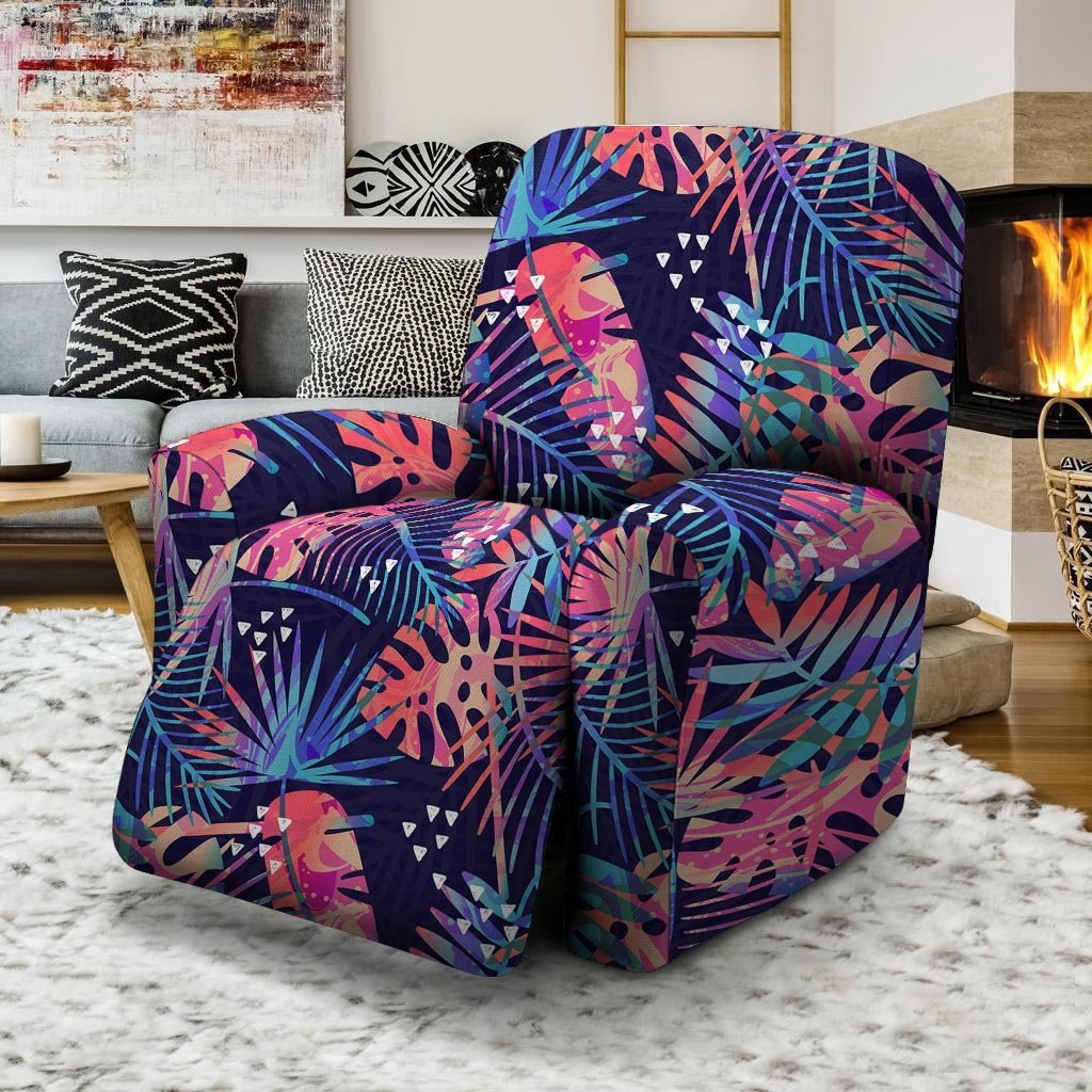 Neon Palm Leaf Hawaiian Print Recliner Cover-grizzshop