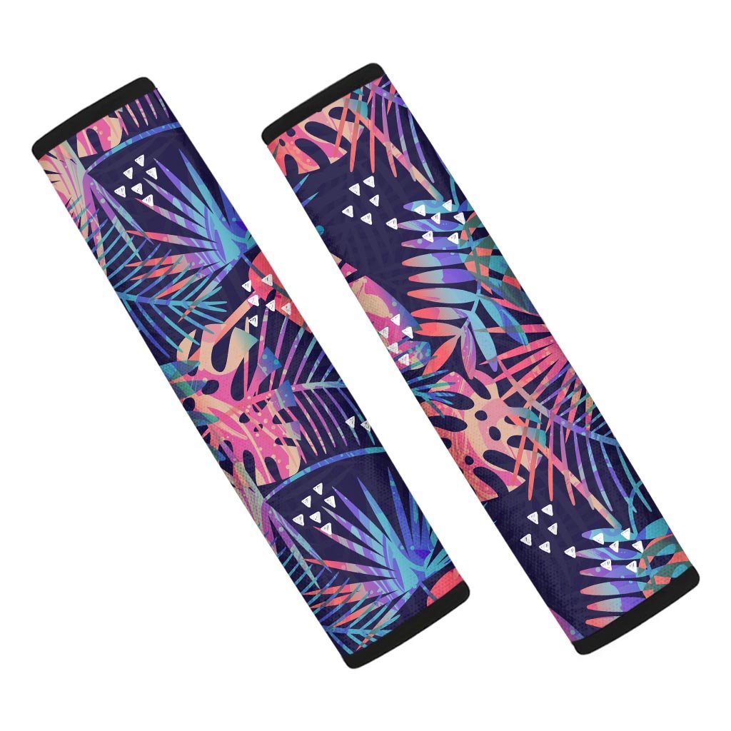 Neon Palm Leaf Hawaiian Print Seat Belt Cover-grizzshop