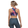 Neon Palm Leaf Hawaiian Print Sports Bra-grizzshop