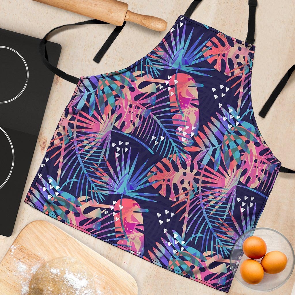 Neon Palm Leaf Hawaiian Print Women's Apron-grizzshop